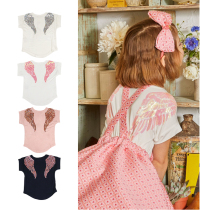 British Angels Face wings short-sleeved female baby t-shirt summer new childrens clothing girls with tutu loose