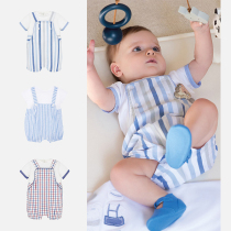 Spain mayoral baby short-sleeved bib suit Summer baby thin climbing clothes ins out childrens clothing
