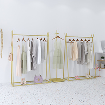 iron gold clothing rack mens and womens clothing store display rack front side hanging rack floor clothes display rack