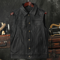 Autumn cowboy vest pure first layer cowhide leather leather leather leather vest motorcycle handsome vest