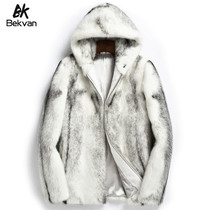 BK2019 hooded section of the whole mink grass coat mens imported cross mink coat mink coat male 4241