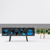 IYOUTH Spain imported BD Nordic transparent glass hollow solid wood storage cabinet display side cabinet