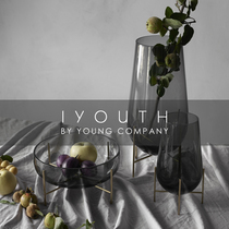 IYOUTH Danish Nordic minimalist brand simple glass brass metal decorative large vase desktop fruit plate
