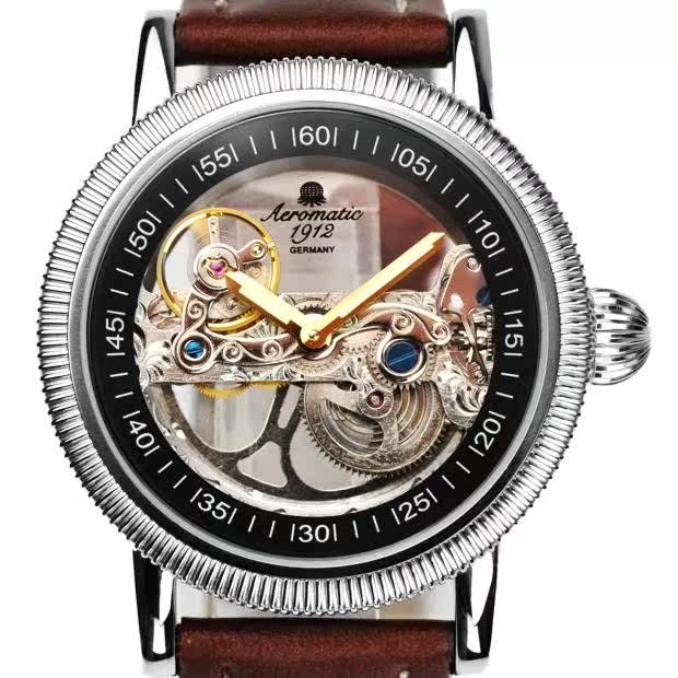 日本代购 aeromatic1912 德国品牌 透底表盘 自动机械 男士手表