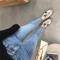Crazy punch-in~do not join the cry light blue Korean version slim slim jeans womens pants wild high waist spring