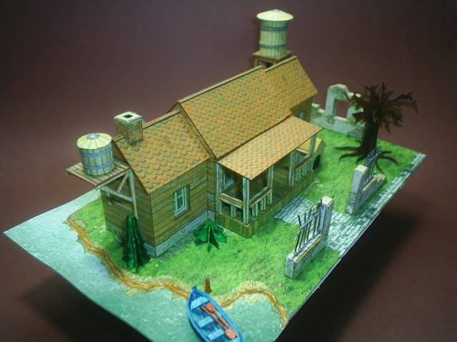 幻多奇jzc30 3d纸模型 古旧建筑 外国老房 湖边小屋 场景diy