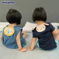 minizone Childrens sweat towel moisture-absorbing breathable 4-layer gauze cartoon sweat towel Baby sweat towel towel kindergarten