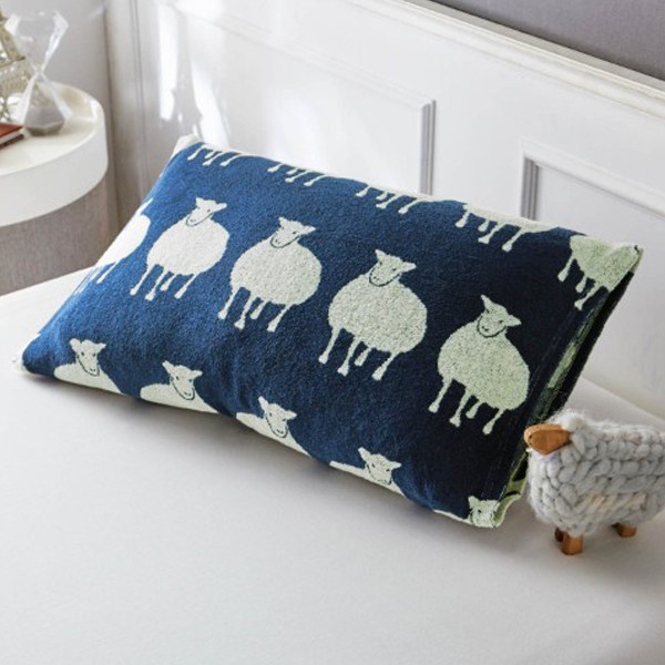 一件代发2个包邮新款加大尺寸动物绵羊毛圈弹力枕套耐脏易洗吸汗