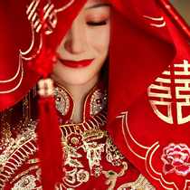 Wedding red hijab Chinese style Xiuhe bride transparent veil Maiden wedding makeup Wedding decoration Wedding supplies Daquan