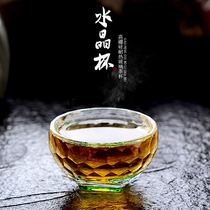 Crystal tea set Heat-resistant thickened glass teacup Tea cup square foot-shaped small teacup Anti-scalding Kung Fu tea cup