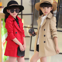 Girls windcoat jacket new Korean version CUHK Fairy Pure Cotton Medium Long foreign air Girls students Childrens blouses