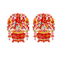 2021 Year of the Ox flannel hot stamping electrostatic stickers Spring Festival color window glass stickers Spring Festival decorations New Year Window stickers