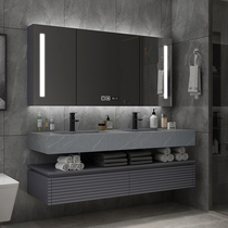 Rock board bathroom cabinet combination modern simple custom one face wash basin light luxury sink toilet wash table