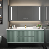 Simple bathroom cabinet combination floor-standing rock board washbasin toilet wash table smart solid wood bathroom cabinet