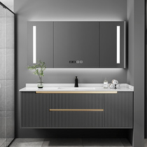 Rock plate light luxury bathroom cabinet combination modern simple solid wood toilet wash table intelligent hand washing hanging cabinet wash basin