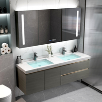Nordic simple modern rock board double basin bathroom cabinet combination bathroom sink washbasin cabinet Bathroom cabinet customization
