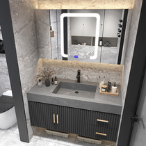 Rock board bathroom cabinet One-piece basin combination Modern light luxury bathroom intelligent mirror cabinet Face wash hand wash wash countertop