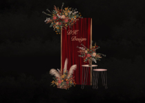 Crimson retro autumn color coffee Orange Orange Caramel color Reed table flower art cloth layered PSD