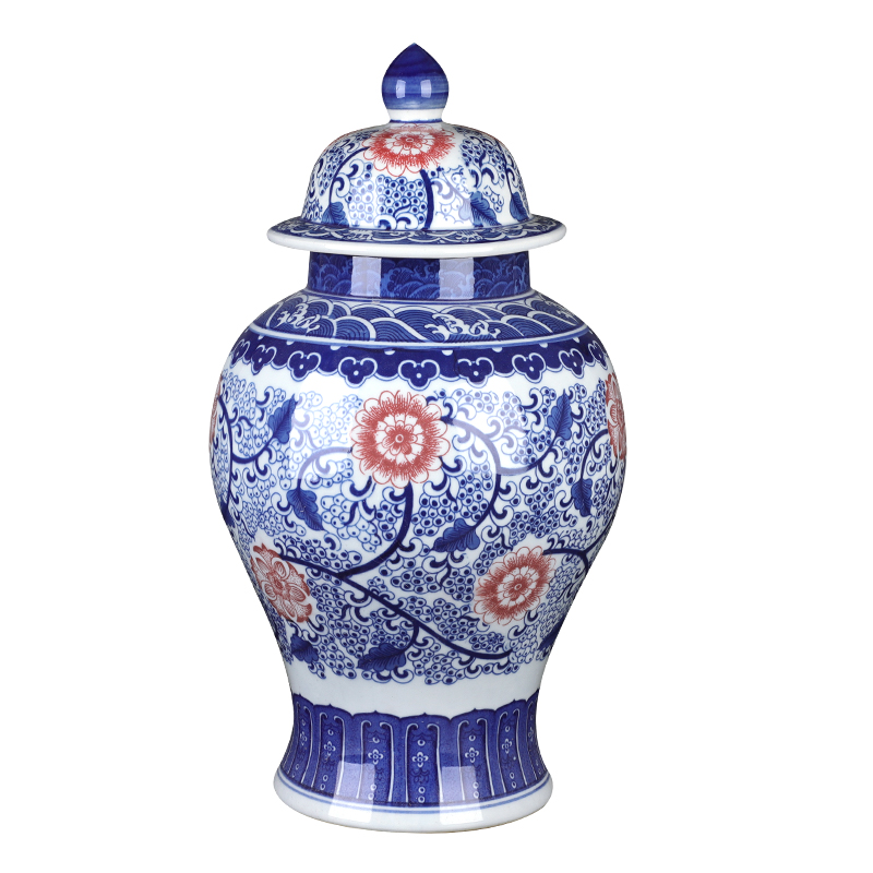 Jingdezhen ceramics archaize large general pot of blue and white porcelain vase sitting room of Chinese style household decorates porch place