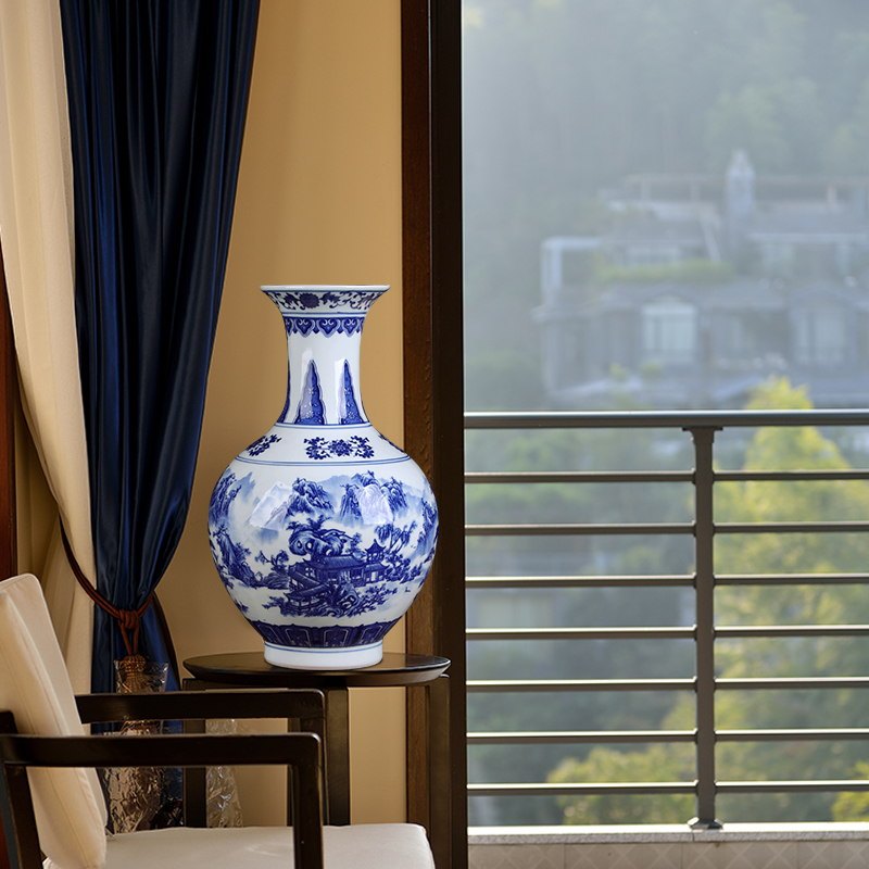 Antique vase of blue and white porcelain of jingdezhen ceramics furnishing articles sitting room flower arranging rich ancient frame of Chinese style household trinkets