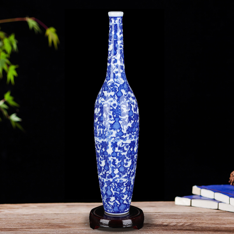 Blue and white porcelain of jingdezhen ceramics vase gall bladder furnishing articles new Chinese flower arrangement sitting room adornment ornament crafts