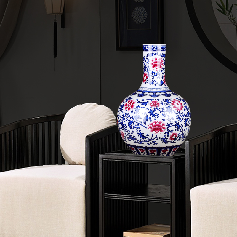 Jingdezhen ceramic archaize floor large vases, flower arranging Chinese rich ancient frame decorative porcelain furnishing articles large living room