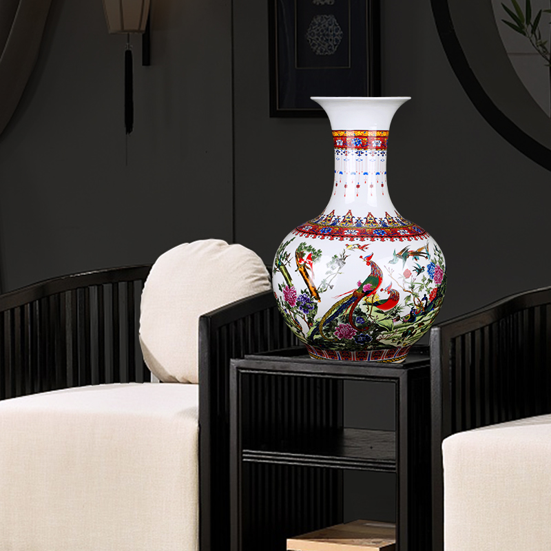 Modern Chinese jingdezhen ceramics sitting room adornment colored enamel of large vases, flower, TV ark, furnishing articles