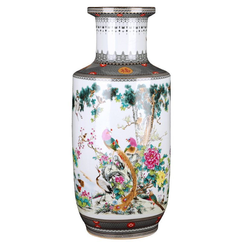 Jingdezhen ceramics powder enamel of large vase simulation flower flower high living room TV ark, furnishing articles ornaments