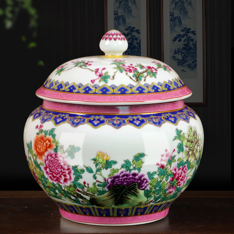 Jingdezhen ceramics archaize home tea pot with cover pu - erh tea store receive tea boxes sealed storage vessels