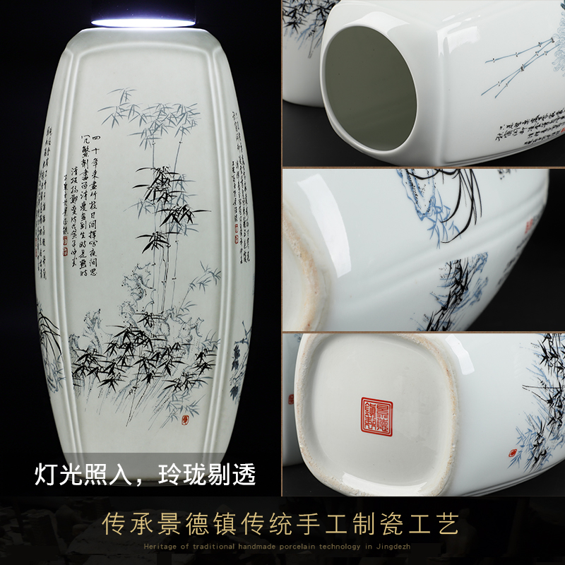 A three - piece jingdezhen ceramics vase furnishing articles lucky bamboo home wine ark, adornment flower arrangement craft sitting room