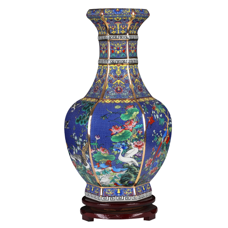 Chinese jingdezhen ceramics vase furnishing articles colored enamel decoration dried flowers flower arrangement sitting room adornment archaize handicraft