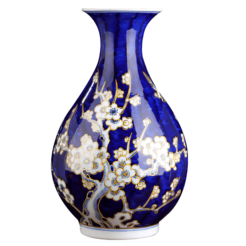 Jingdezhen ceramic antique hand - made paint new Chinese style living room blue and white porcelain vase rich ancient frame decorative porcelain furnishing articles