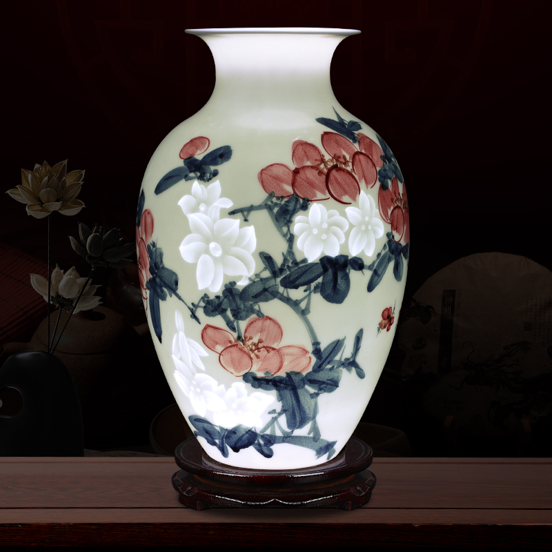 Creative thin foetus and exquisite porcelain jingdezhen ceramics wealth vase furnishing articles knife clay flower arranging hand - made ornaments