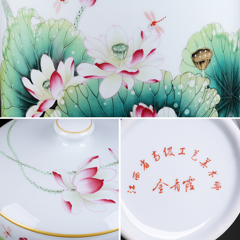 Jingdezhen ceramics famous hand - made porcelain enamel vase lotus home sitting room adornment is placed caddy fixings