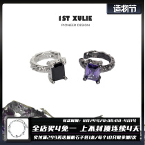 1STXULIE sterling silver ear clip niche design dark cold wind inlaid zircon no ear piercing painless earrings for men and women