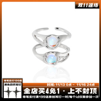 1STXULIE sterling silver ring niche design moonstone index finger open ring light luxury cold wind senior ring female