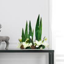 Simulation flower living room magnolia silk flower Chinese modern floral set Dining table flower arrangement decoration fake flower green decorative flower