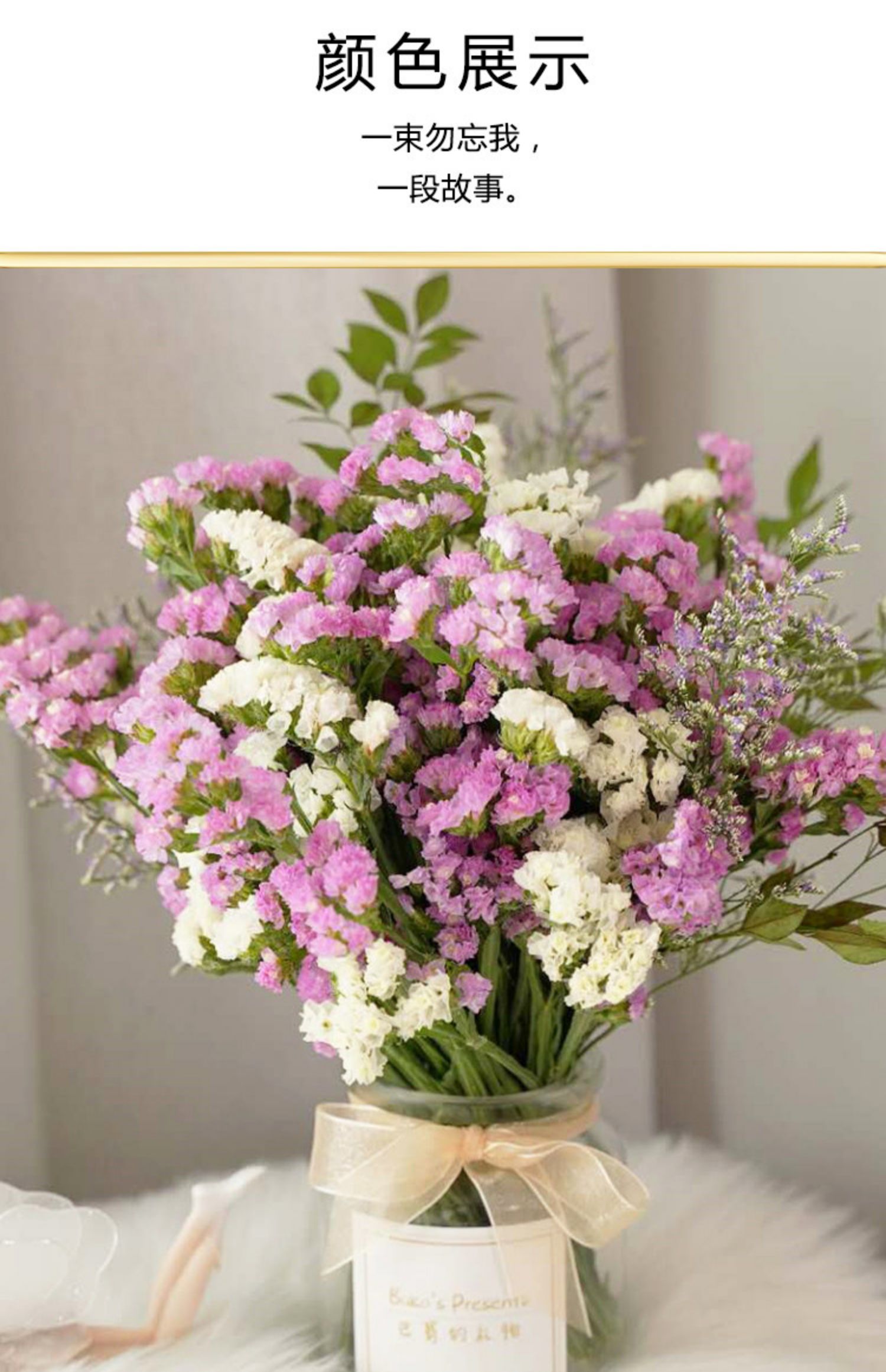 云南勿忘我干花花束客厅装饰摆件小清新天然真花插花套装满天星_女神