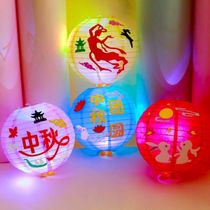 Mid-Autumn Festival diy lantern material package Lantern Festival childrens portable cartoon can send lantern glowing handmade decoration