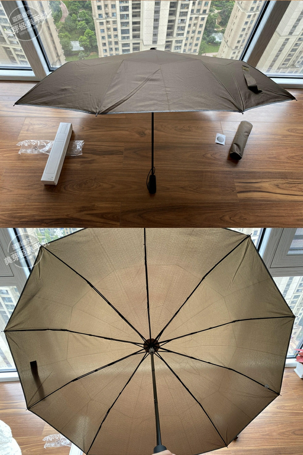 华为礼品商务晴雨伞两用遮阳伞大号棕色双人太阳伞手动折叠伞包邮
