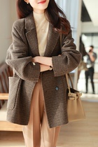 LOSTSOULS Japan pure handmade double sided wool jacket autumn and winter small subsuit collar plaid ladies