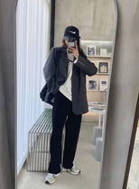 LOSTSOULS Korean suit jacket woman 2021 independent design grey casual western suit loose and thin coat