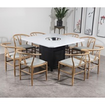 Simple Square full marble hot pot table table and chair combination hot pot restaurant string incense spicy spicy farmhouse hotel Commercial