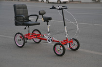 Double car Four-wheel old scooter bicycle Disc brake variable speed foldable telescopic belt Back seat rotatable adjustable