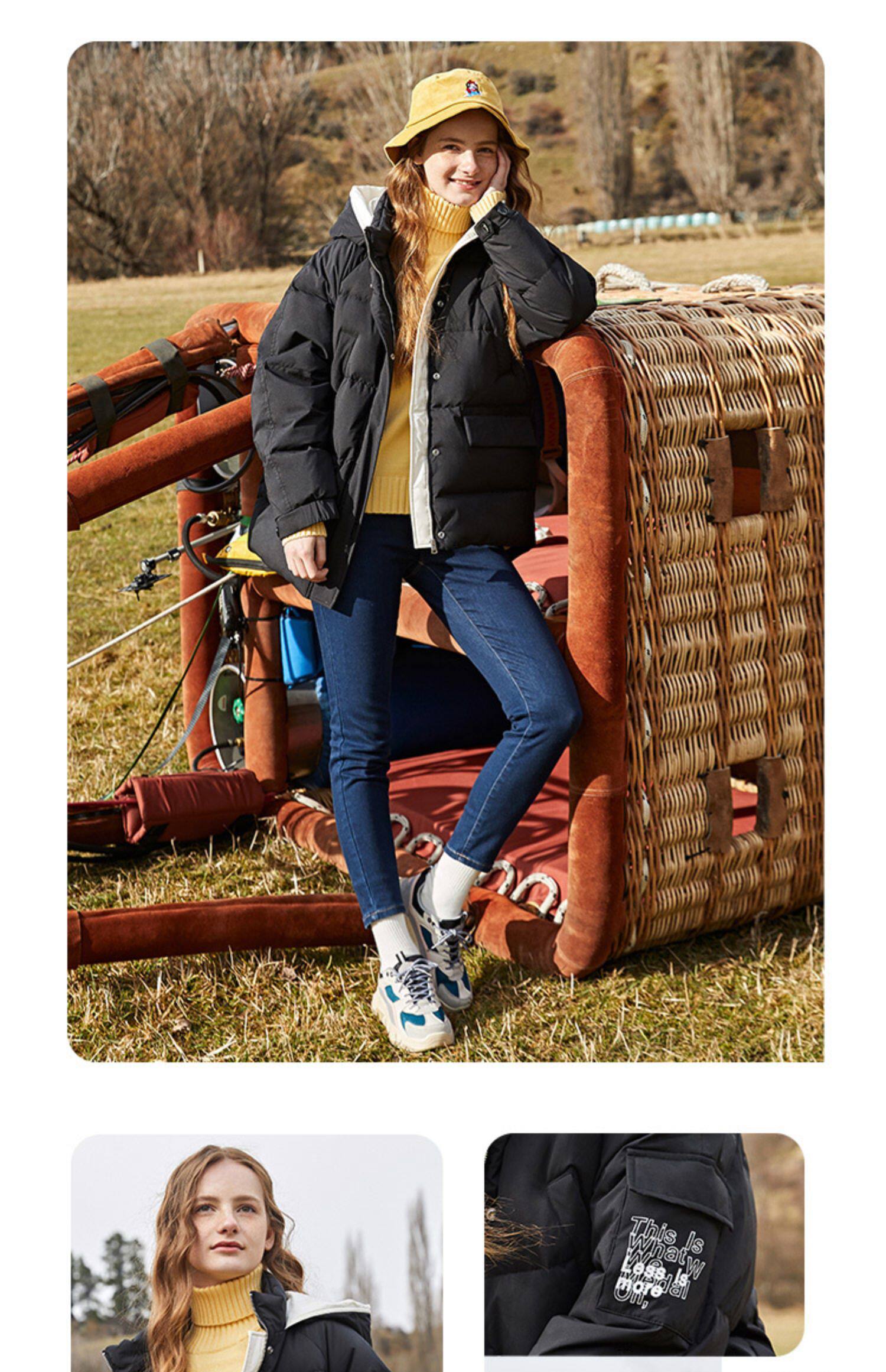 森马羽绒服女冬装工装鸭绒宽松加厚学生外套官方旗舰店反季清仓潮