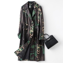 2021 Spring and autumn new Hainen genuine leather leather clothes woman in Korean version loose sheep leather printed windcoat jacket tide
