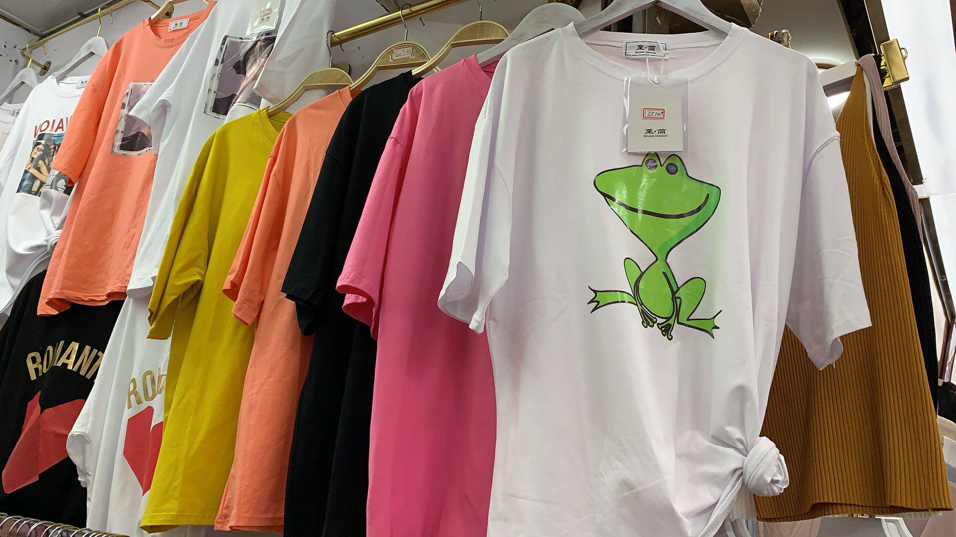 2019新款早春t恤女半袖时尚百搭圆领宽松打底上衣青蛙体恤衫