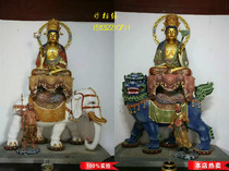 Factory direct resin FRP large buddha statue paste gold painted mount Manjushri Samantabhadra Bodhisattva 1 6 meters high