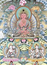 The Museums Tibetan Class Qinghai Zhegong Family Life Buddha Longevity Three Tibetan Handmade Donka Painting Home
