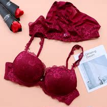 European and American red lingerie female sensational bra small breasted with a large adjustment in thick French style bra suit